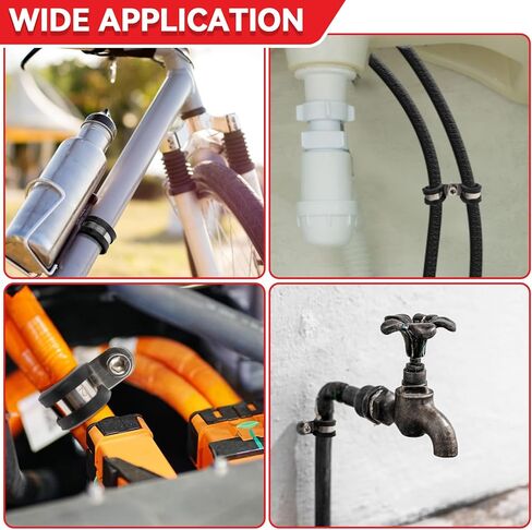 12 Pack Stainless Steel Cable Clamps - 3/8", 1/2", 5/8", 3/4" Rubber Coated Insulated Wire Clamps, Pipe Clamp for Pipe Hose Household Garden Automotive Wire Cord Installation in Saudi Arabia