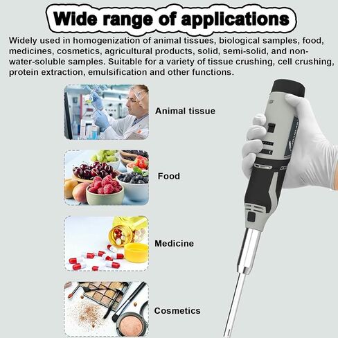 Laboratory Cell Tissue homogenizer, Handheld high-Speed homogenizer, 0-25000 (6 Gears Adjustable),0.5-250ml dispersing emulsifier,for Food,Medicine, Cosmetics in Saudi Arabia