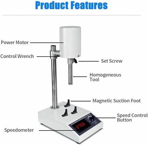 Laboratory dispersing Mixer with 2 Heads, Digital Display, High Speed homogenizer, Adjustable Speed 8000~22000RPM, for emulsification and dispersing in Saudi Arabia