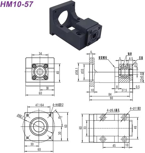 HM10-57 HM10-60 Motor Mount + BF10BALLSCREW دعم (HM10-60-C7) in Saudi Arabia