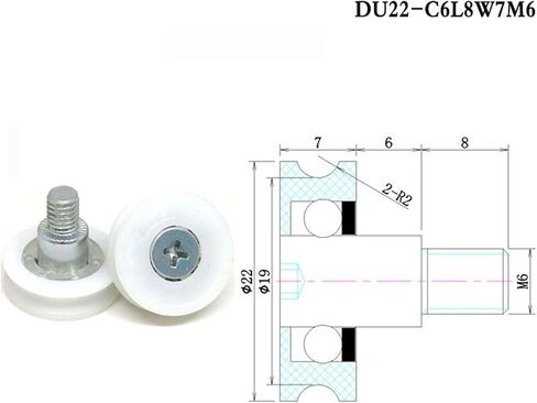 10pcs OD 22mm U Shape Groove POM Drawer Round Track Wheel Runner Guide Rollers DU22 C2L8W7M6 C6L8W7M68 Nylon Mute Pulley DU19(DU19-C1L8W6M6) in Saudi Arabia