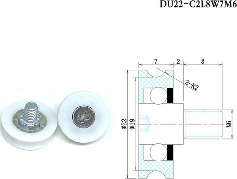 10pcs OD 22mm U Shape Groove POM Drawer Round Track Wheel Runner Guide Rollers DU22 C2L8W7M6 C6L8W7M68 Nylon Mute Pulley DU19(DU19-C1L8W6M6) in Saudi Arabia
