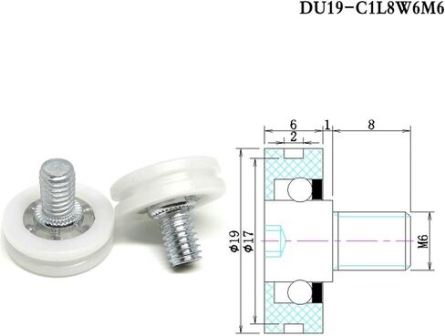 10pcs OD 22mm U Shape Groove POM Drawer Round Track Wheel Runner Guide Rollers DU22 C2L8W7M6 C6L8W7M68 Nylon Mute Pulley DU19(DU19-C1L8W6M6) in Saudi Arabia