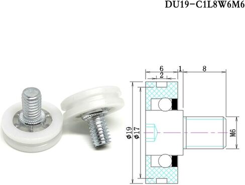 10pcs OD 22mm U Shape Groove POM Drawer Round Track Wheel Runner Guide Rollers DU22 C2L8W7M6 C6L8W7M68 Nylon Mute Pulley DU19(DU19-C1L8W6M6) in Saudi Arabia