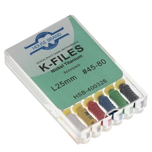 400326 HSB Endodontic K-Files NiTi 25mm #45-80 6/Pk in Saudi Arabia