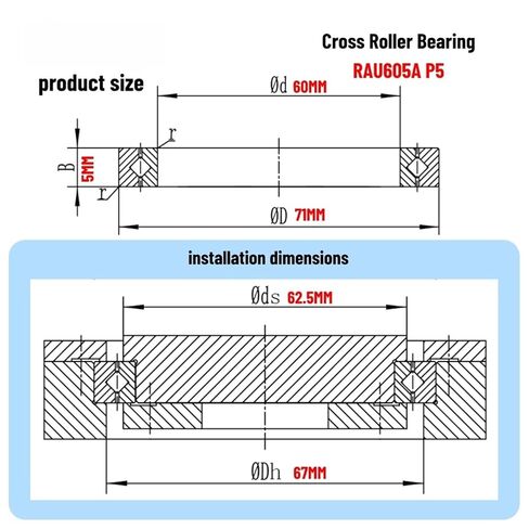 1pcs الدقة الرقيقة المتقاطعة المحمل Rau605a P5 60x71x5mm سماكة 5 مم محامل مخفض مفصل الذراع الميكانيكية in Kuwait