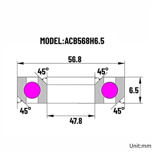 1PCS ACB568H6.5 سماعة الرأس تحمل 47.8 * 56.8 * 6.5 مم 45 ° * 45 ° BICYCLE BOWN SLEEVE BELINGS ACB3039 BIKE BIKE in Kuwait
