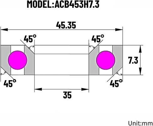 1PCS ACB453H7.3 سماعات الرأس تحمل 35 * 45.35 * 7.3 مم 45 ° * 45 ° BICYCLE BOWN BELLES ACB3039 BIKE BIKE in Saudi Arabia