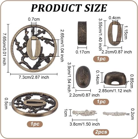 OLYCRAFT Samurai Sword Tsuba Set Samurai Sword Handguard Japanese Swords Accessories for Restoration Projects Cosplay Props in Saudi Arabia