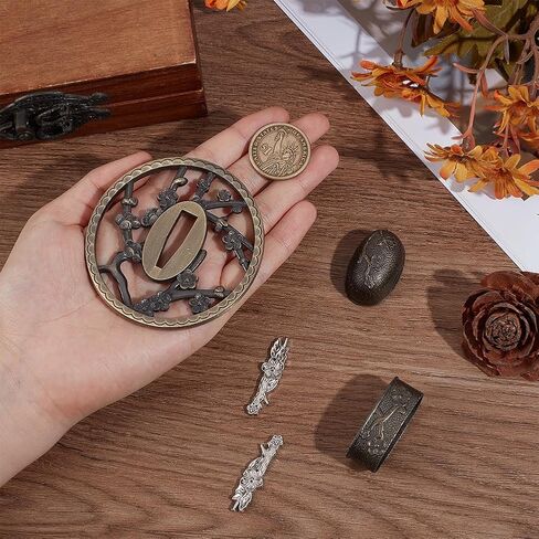 OLYCRAFT Samurai Sword Tsuba Set Samurai Sword Handguard Japanese Swords Accessories for Restoration Projects Cosplay Props in Saudi Arabia