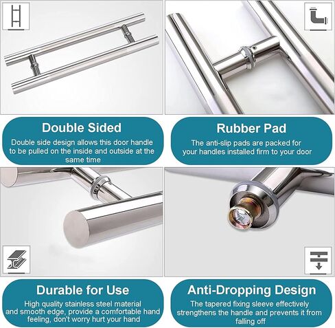 Silver 304 Stainless Steel Entry Push Pull Door Handle,Double Sided Door Handle,for Commercial,Home,Bathroom(Color:Silver,Size:50cm/20in) (Silver 60cm/24in) in Saudi Arabia