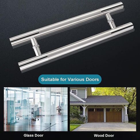 Silver 304 Stainless Steel Entry Push Pull Door Handle,Double Sided Door Handle,for Commercial,Home,Bathroom(Color:Silver,Size:50cm/20in) (Silver 60cm/24in) in Saudi Arabia