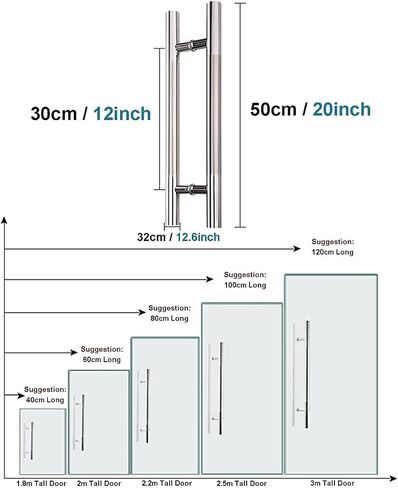 Silver 304 Stainless Steel Entry Push Pull Door Handle,Double Sided Door Handle,for Commercial,Home,Bathroom(Color:Silver,Size:50cm/20in) (Silver 60cm/24in) in Saudi Arabia