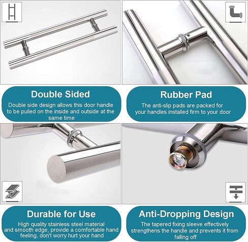 Silver 304 Stainless Steel Entry Push Pull Door Handle,Double Sided Door Handle,for Commercial,Home,Bathroom(Color:Silver,Size:50cm/20in) (Silver 60cm/24in) in Saudi Arabia