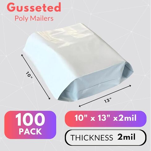 100 PCS Poly Mailers 10x13 ، أكياس الشحن ذاتية الختم للأعمال التجارية الصغيرة ، ومظلات بريدية مقاومة للدموع للملابس ، وأكياس التغليف اللاصقة القوية ، والأبيض in Kuwait
