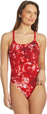 Nike Women's Hydrastrong Tie Dye Spiderback One Piece Swimsuit University Red, 30 in Saudi Arabia