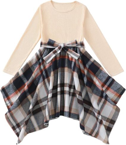 YOURUIKEY Girls Dress Girl Fall Outfit Teen Girl Casual Dresses Irregular Dresses for Kids in Saudi Arabia