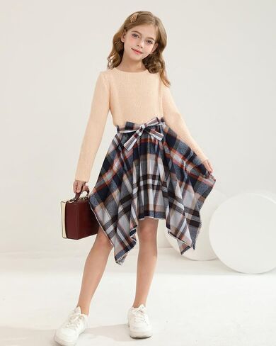 YOURUIKEY Girls Dress Girl Fall Outfit Teen Girl Casual Dresses Irregular Dresses for Kids in Saudi Arabia