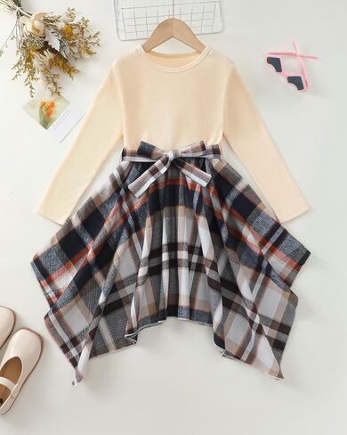 YOURUIKEY Girls Dress Girl Fall Outfit Teen Girl Casual Dresses Irregular Dresses for Kids in Saudi Arabia