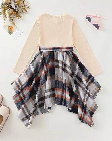 YOURUIKEY Girls Dress Girl Fall Outfit Teen Girl Casual Dresses Irregular Dresses for Kids in Saudi Arabia
