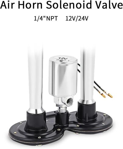 1/4" NPT 12V/24V Air Horn Solenoid Valve For Train Truck Air Horn Chrome Plated Metal Housing (Electric Solenoid Valve, 12V/24V) in Saudi Arabia