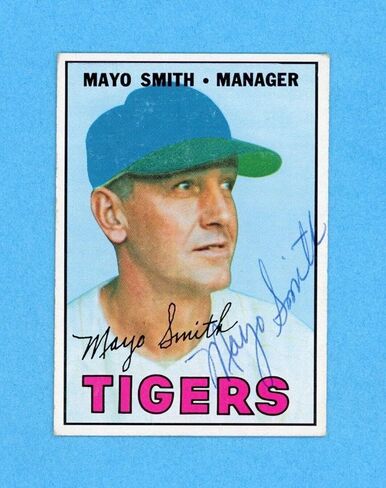 وقعت Mayo Smith Card Topps 1967 #321 Auto W B&E Hologram - بطاقات موقعة بالبيسبول in Kuwait