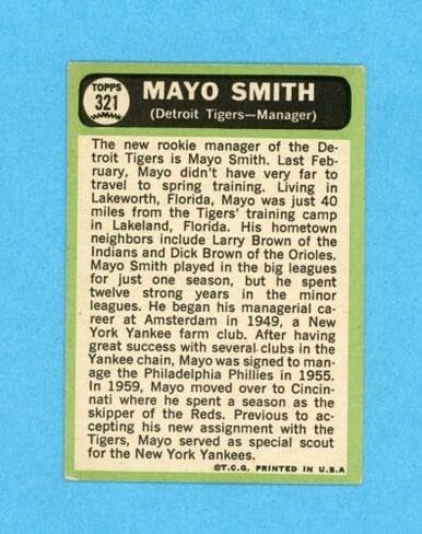 وقعت Mayo Smith Card Topps 1967 #321 Auto W B&E Hologram - بطاقات موقعة بالبيسبول in Kuwait