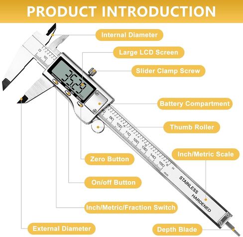 أداة قياس الفرجار الرقمية ، الفرس الفولاذ المقاوم للصدأ مقاس 6 بوصات مع شاشة LCD كبيرة in Saudi Arabia