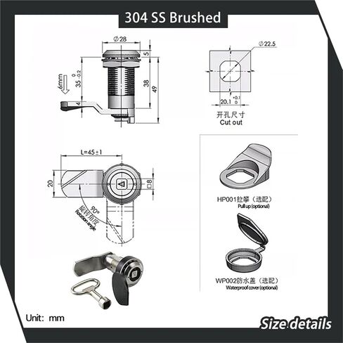 Cabinet Door with Telescopic and Tightening Angle Tongue Lock 304 Stainless Steel 1Pcs in Saudi Arabia