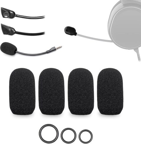 تغطي رغوة الميكروفون ذات 4 عبوات متوافقة مع steelseries arctis 1 ، 3 ، 5 ، 7 ، 7+ ، 7p ، 7p+، 7x ، 7x+، 9 ، 9x ، Arctis Pro ، Prime ، Nova Series Headset+12 O-Rings في 3 أحجام-مرشح بوب الزجاج الأمامي in Kuwait