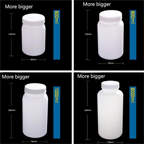 50ml-2000ml wide mouth plastic sample bottle HDPE reagent bottle laboratory(Bigger 800mL 2pcs) in Saudi Arabia