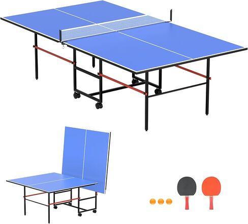 طاولة ping pong قابلة للطي ، طاولة تنس الطاولة المهنية للداخلية/الخارجية مع صافي ، 2 مجاذيف تنس الطاولة و 3 كرات التجميع سهلة - جودة البطولة - الترفيه إلى مستوى البطولة in Kuwait