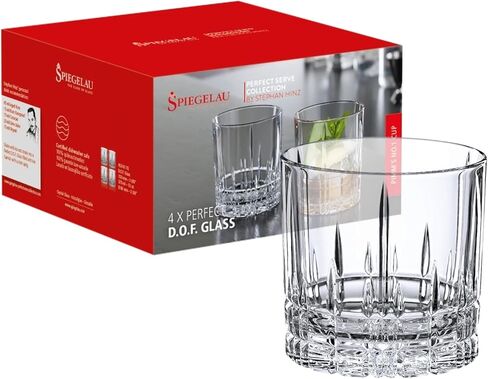 Spiegelau Perfect Serve Double Old Fashioned Glasses Set of 4 - Lowball Cocktail Glasses European-Made Crystal, Dishwasher Safe, Professional Quality Cocktail Glass Gift Set - 13 oz in Saudi Arabia