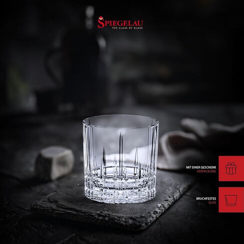 Spiegelau Perfect Serve Double Old Fashioned Glasses Set of 4 - Lowball Cocktail Glasses European-Made Crystal, Dishwasher Safe, Professional Quality Cocktail Glass Gift Set - 13 oz in Saudi Arabia