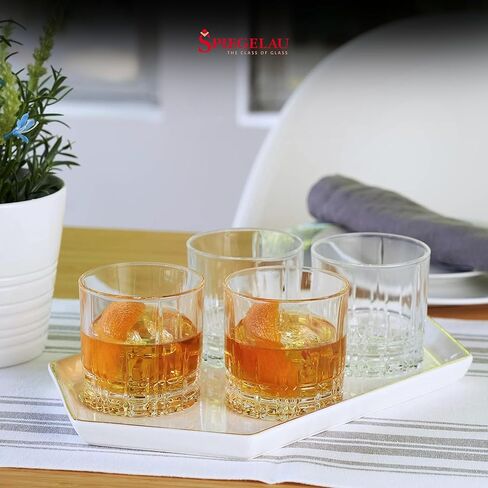Spiegelau Perfect Serve Double Old Fashioned Glasses Set of 4 - Lowball Cocktail Glasses European-Made Crystal, Dishwasher Safe, Professional Quality Cocktail Glass Gift Set - 13 oz in Saudi Arabia