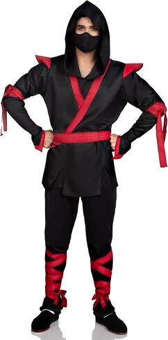 Leg Avenue Men's 5 Pc Ninja Costume with Shirt, Pants, Belt, Face Mask, Hood in Kuwait