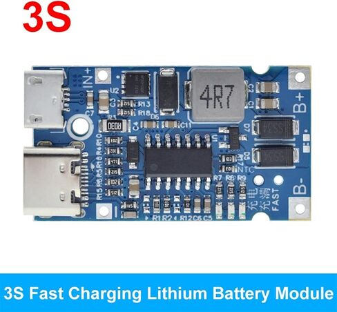 Type-C USB 2S 3S 4S 5S BMS 4.5V-15V 18W 2A Lithium Bature Charging Module Support QC Charge مع حماية درجة الحرارة 1pcs (اللون: 5s) in Kuwait