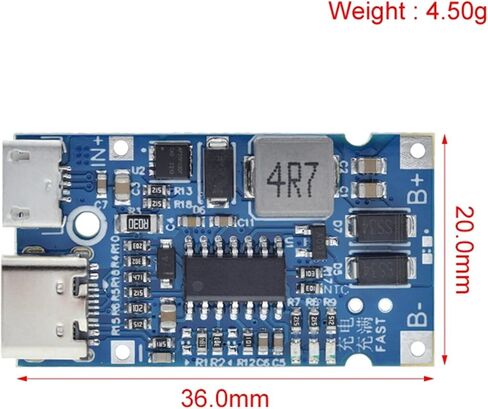 Type-C USB 2S 3S 4S 5S BMS 4.5V-15V 18W 2A Lithium Bature Charging Module Support QC Charge مع حماية درجة الحرارة 1pcs (اللون: 5s) in Kuwait