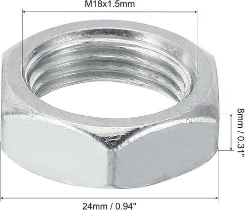 PATIKIL M18X1.5 NUTS HEX Steel ، 15 حزمة متري الخيط المطلي بالزنك الجهاز النهائي الجهاز in Kuwait