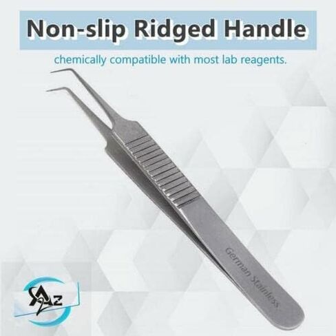 A2Z- عالية الدقة من الفولاذ المقاوم للصدأ معمل ملاقط 90 درجة نصائح الدقيقة الدقيقة الزاوية و NON SLIP GRIP LABWARE ، أداة التفتيش والإصلاح- للمهام المجهرية والدقة- 4.5 بوصة in Saudi Arabia