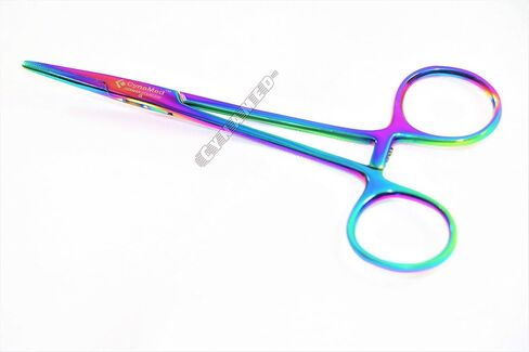 New German HEMOSTAT Forceps 5 inch Serrated Straight Multi Colored Plus Lister Bandage Scissors 5.5 inch Multi Colored Premium PASSIVATED Instruments CYNAMED in Saudi Arabia