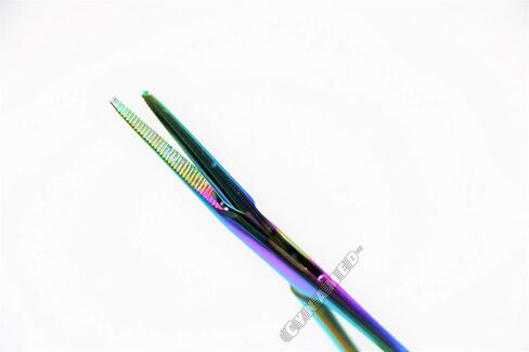 New German HEMOSTAT Forceps 5 inch Serrated Straight Multi Colored Plus Lister Bandage Scissors 5.5 inch Multi Colored Premium PASSIVATED Instruments CYNAMED in Saudi Arabia