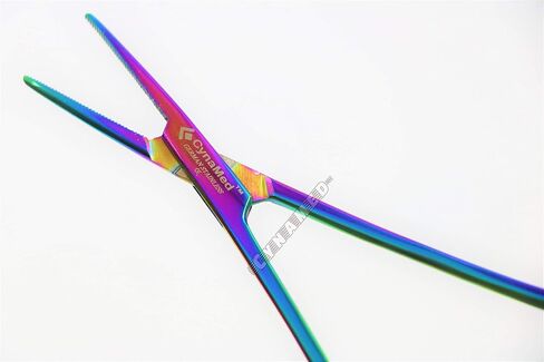 New German HEMOSTAT Forceps 5 inch Serrated Straight Multi Colored Plus Lister Bandage Scissors 5.5 inch Multi Colored Premium PASSIVATED Instruments CYNAMED in Saudi Arabia