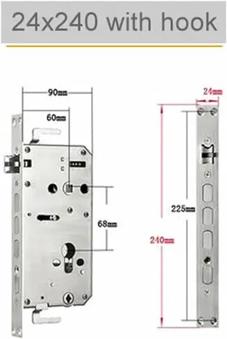 6068 304 Stainless Steel Door Lock Body Internal Gear Structure for Smart Fingerprint Lock 1Pcs(24x240 with Hook) in Saudi Arabia
