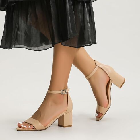 Amoji Women's 2.5 Inch Low Heel Ankle Strap Dressy Sandals 301 in Saudi Arabia