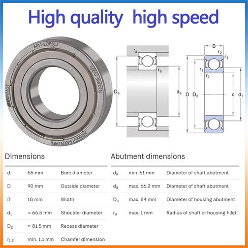 1Pcs Bearing 6011 6011-2RS 6011-2Z 6011-2ZN 6011NR 6011-2RSNR Deep Groove Ball Bearing(6011-2ZP5C3) in Saudi Arabia