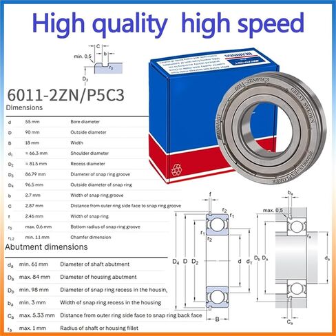 1Pcs Bearing 6011 6011-2RS 6011-2Z 6011-2ZN 6011NR 6011-2RSNR Deep Groove Ball Bearing(6011-2ZP5C3) in Saudi Arabia
