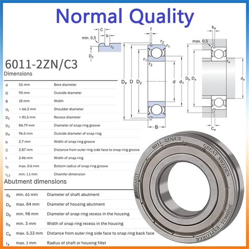 1Pcs Bearing 6011 6011-2RS 6011-2Z 6011-2ZN 6011NR 6011-2RSNR Deep Groove Ball Bearing(6011-2ZP5C3) in Saudi Arabia
