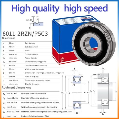 1Pcs Bearing 6011 6011-2RS 6011-2Z 6011-2ZN 6011NR 6011-2RSNR Deep Groove Ball Bearing(6011-2ZP5C3) in Saudi Arabia