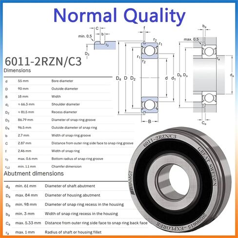 1Pcs Bearing 6011 6011-2RS 6011-2Z 6011-2ZN 6011NR 6011-2RSNR Deep Groove Ball Bearing(6011-2ZP5C3) in Saudi Arabia